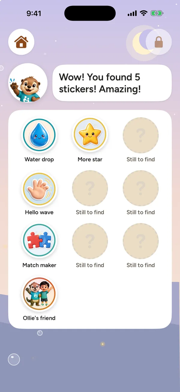 Beyond Connection app screenshot: The sticker book